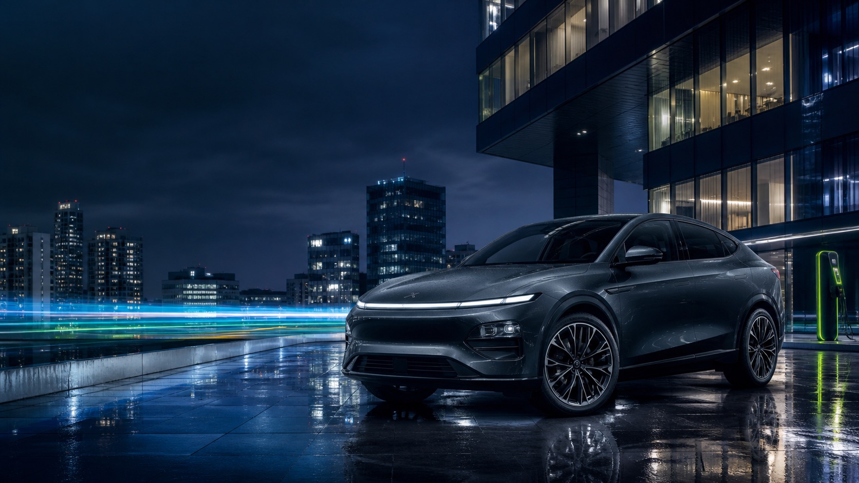 XPENG G6 electric SUV in a modern city