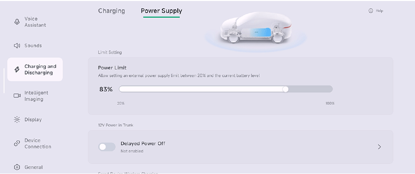 Original UK G6 Power Supply screen showing the Power Limit reserve slider